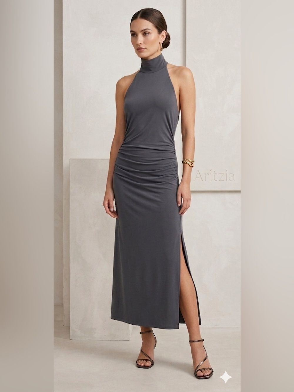 Wilfred
Smooth Matter Remedy Dress Color Coal Grey Size Small Halter & Backless